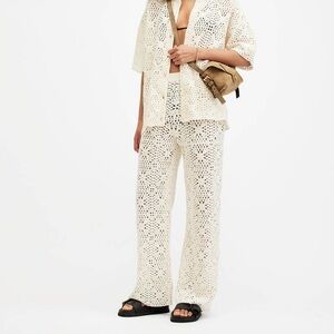 Allsaints Milly Crochet Elegant Cream Lace Women's Pants